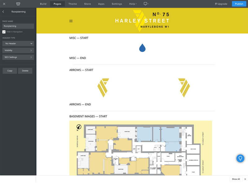 Build of Floor Plans section of 75 Harley Street website by Drydesign