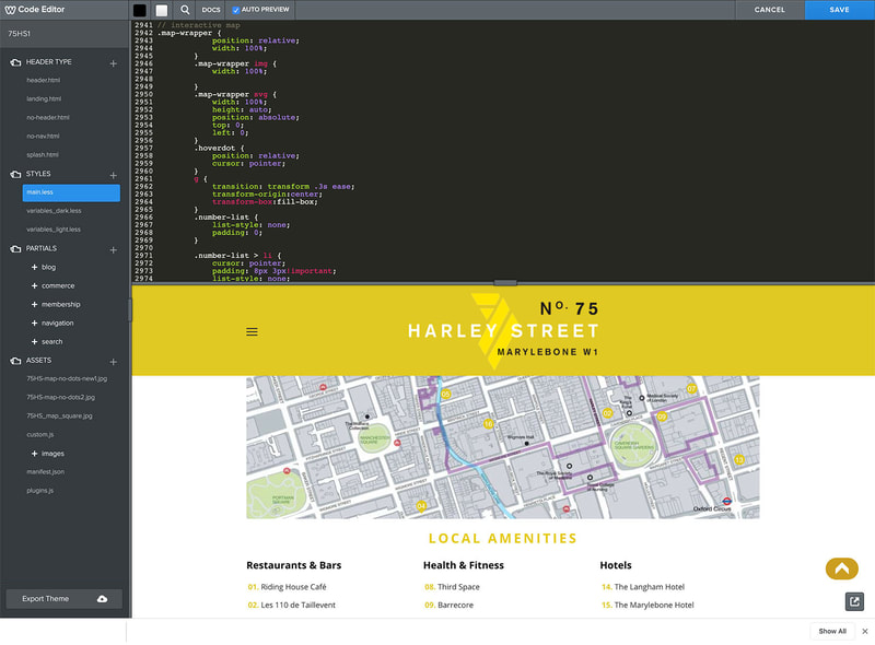 Addition of custom coding on 75 Harley Street website by Drydesign