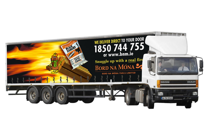 Bord na Móna articulated lorry graphics by Drydesign
