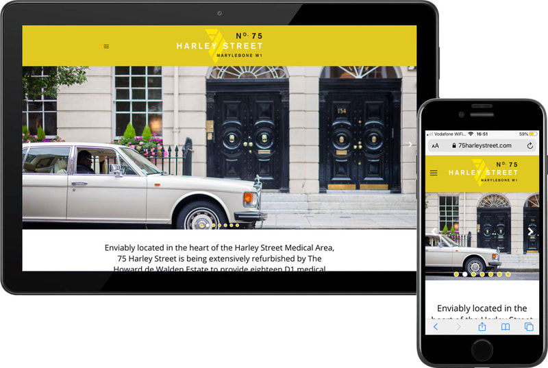 Check responsiveness on different devices of 75 Harley Street website by Drydesign