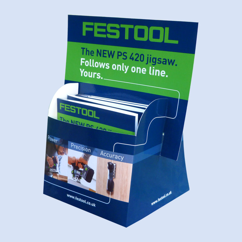 Festool point-of-sale leaflet dispenser by Drydesign
