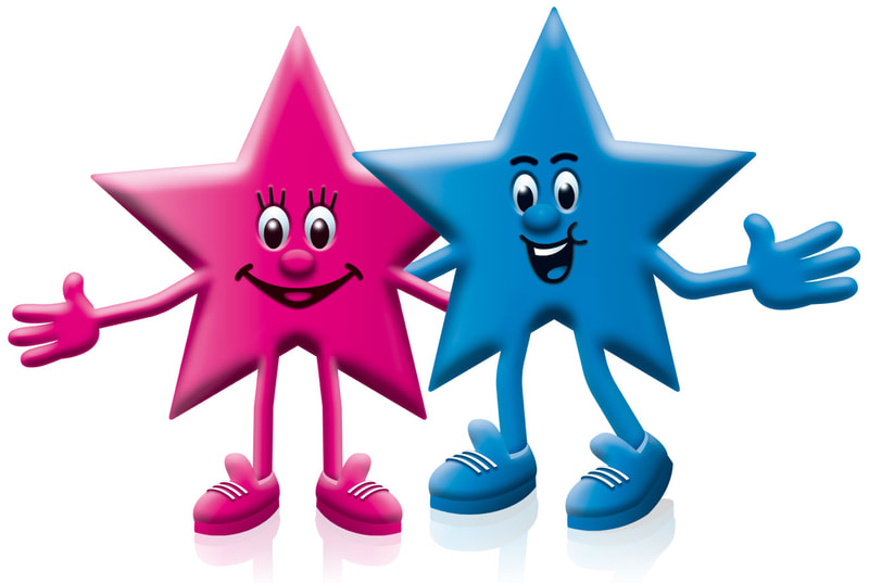 Star characters Cara & Bola for Carambola by Drydesign