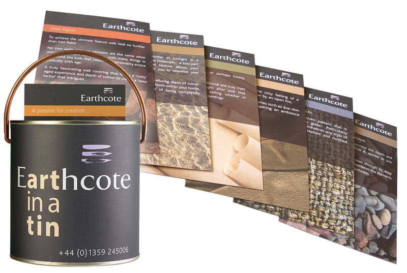 Promotional tin and inserts for natural paint company Earthcote by Drydesign