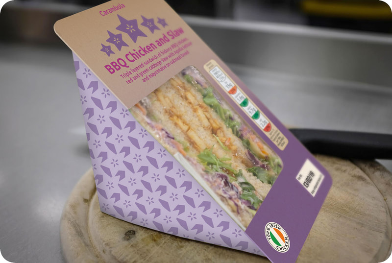 Carambola bbq chicken and slaw sandwich packaging by Drydesign